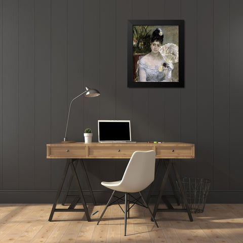 Young Lady at a Ball Black Modern Wood Framed Art Print by Morisot, Berthe