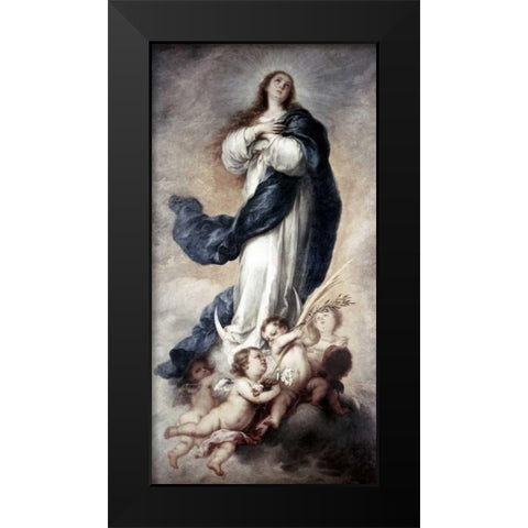 Conception Black Modern Wood Framed Art Print by Murillo, Bartolome Esteban