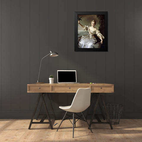 Portrait of Marquise DAntin Black Modern Wood Framed Art Print by Nattier, Jean-Marc