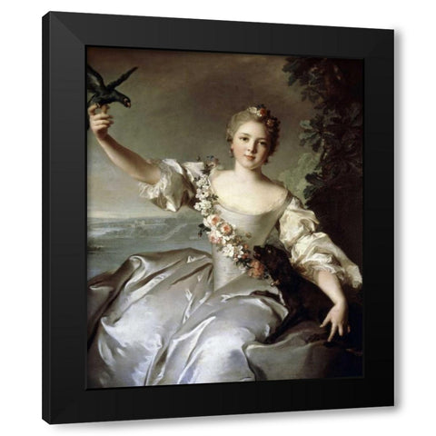 Portrait of Marquise DAntin Black Modern Wood Framed Art Print with Double Matting by Nattier, Jean-Marc