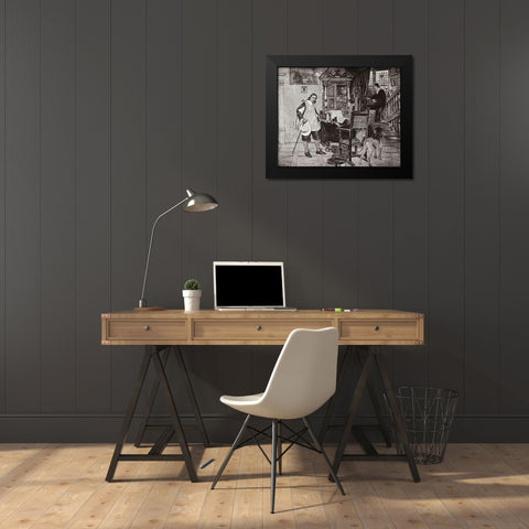 Oliver Cromwell Visits Milton Black Modern Wood Framed Art Print by Neal, David Dalhoff