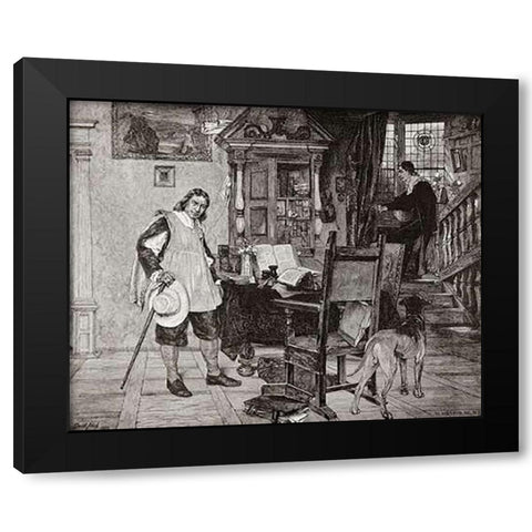 Oliver Cromwell Visits Milton Black Modern Wood Framed Art Print with Double Matting by Neal, David Dalhoff