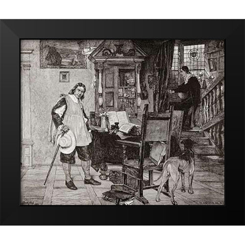 Oliver Cromwell Visits Milton Black Modern Wood Framed Art Print by Neal, David Dalhoff