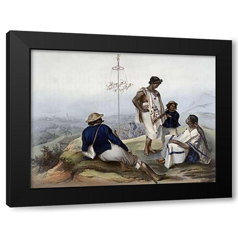 Indians of The Guauchinango Mountains Black Modern Wood Framed Art Print by Nebel, Carlos