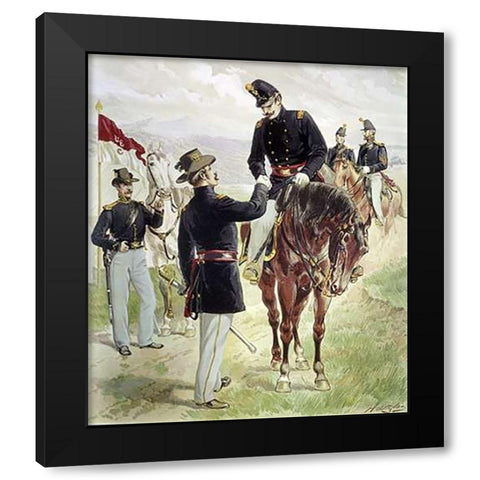 Cavalry and Dragoons Black Modern Wood Framed Art Print with Double Matting by Ogden, Henry Alexander