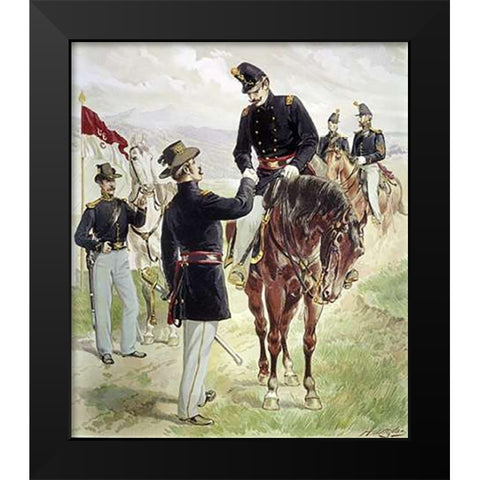 Cavalry and Dragoons Black Modern Wood Framed Art Print by Ogden, Henry Alexander