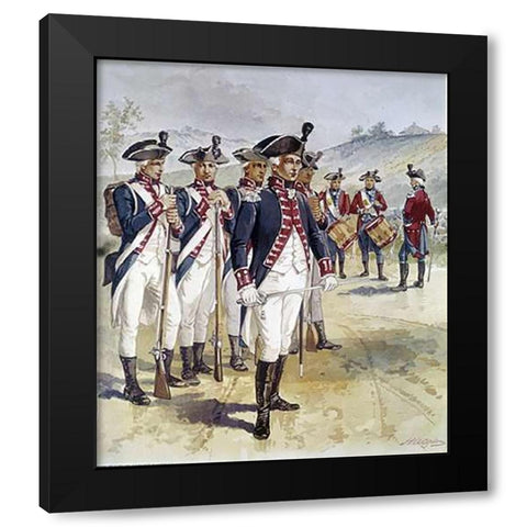 Infantry and Musicians Black Modern Wood Framed Art Print with Double Matting by Ogden, Henry Alexander