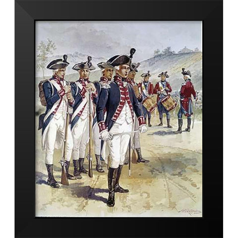 Infantry and Musicians Black Modern Wood Framed Art Print by Ogden, Henry Alexander