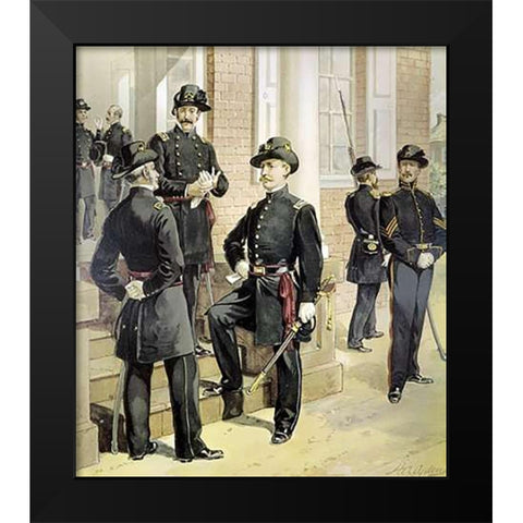 Staff - Field-And-Line Officers Black Modern Wood Framed Art Print by Ogden, Henry Alexander