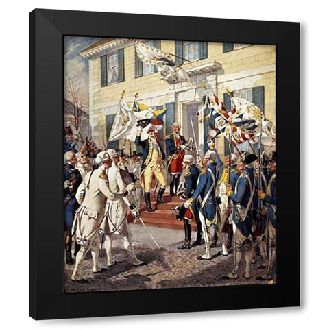 Washington Visiting Rochambeau at French Embassy Black Modern Wood Framed Art Print with Double Matting by Ogden, Henry Alexander
