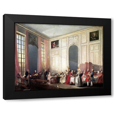 Tea In The English Manner Black Modern Wood Framed Art Print by Ollivier, Michel Barthelemy