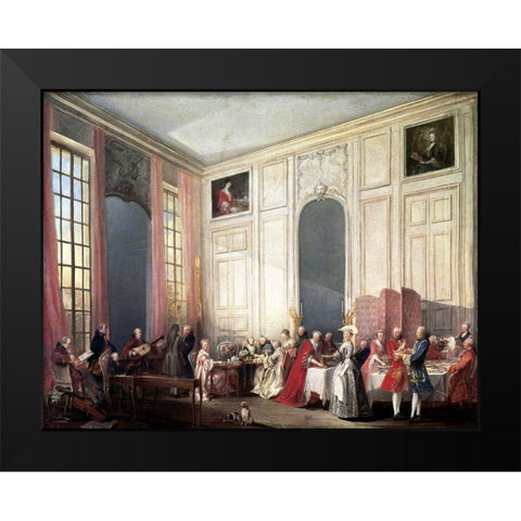 Tea In The English Manner Black Modern Wood Framed Art Print by Ollivier, Michel Barthelemy