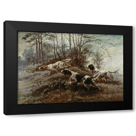 Three Setters Afield Black Modern Wood Framed Art Print with Double Matting by Osthaus, Edmund Henry