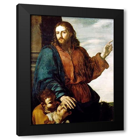 Museumist Blessing the Children Black Modern Wood Framed Art Print by Pacheco, Francisco
