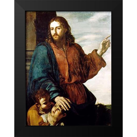 Museumist Blessing the Children Black Modern Wood Framed Art Print by Pacheco, Francisco