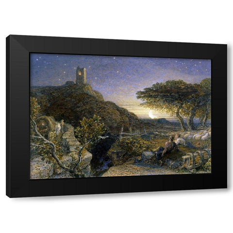 The Lonely Tower Black Modern Wood Framed Art Print by Palmer, Samuel