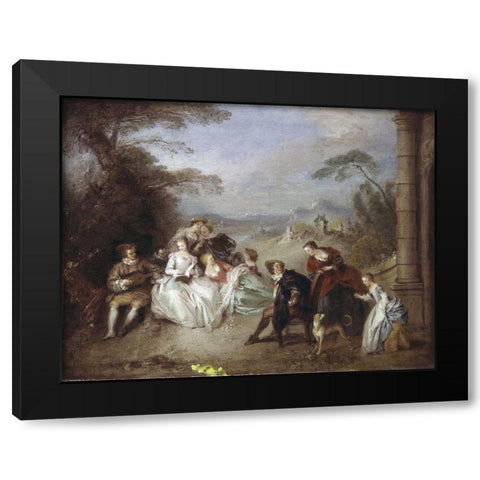 Country Festival Black Modern Wood Framed Art Print with Double Matting by Pater, Jean-Baptiste