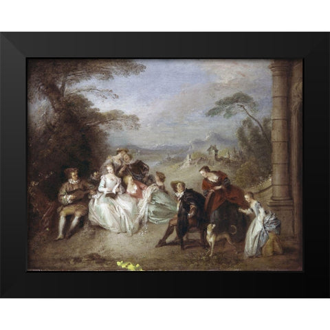 Country Festival Black Modern Wood Framed Art Print by Pater, Jean-Baptiste