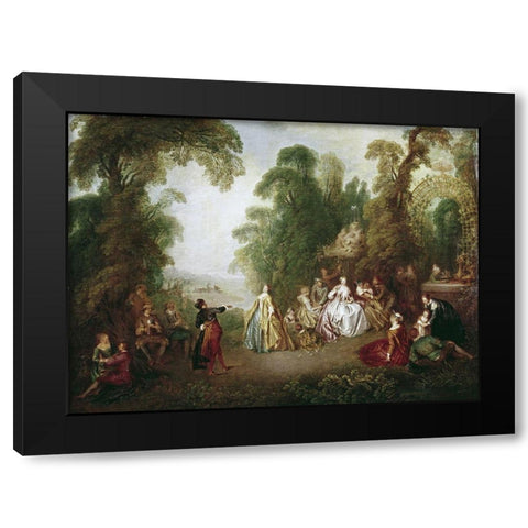 Dance Black Modern Wood Framed Art Print with Double Matting by Pater, Jean-Baptiste