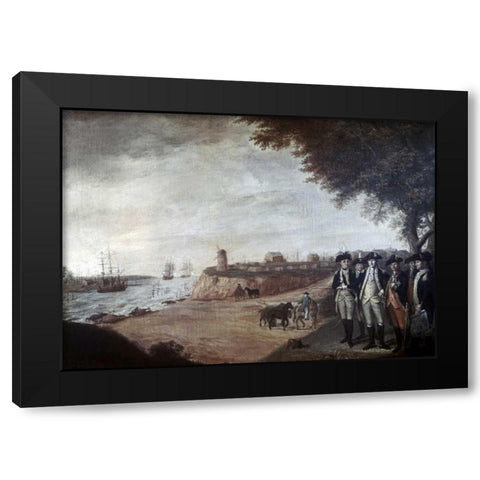 Washington at Yorktown After Surrender, 1781 Black Modern Wood Framed Art Print with Double Matting by Peale, James