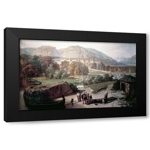 Roman Town at The Foot of The Alps Black Modern Wood Framed Art Print by Penguilly-L Haridon, Octave