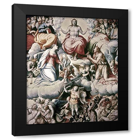Last Judgement Black Modern Wood Framed Art Print with Double Matting by Penni, Giovanni Francesco