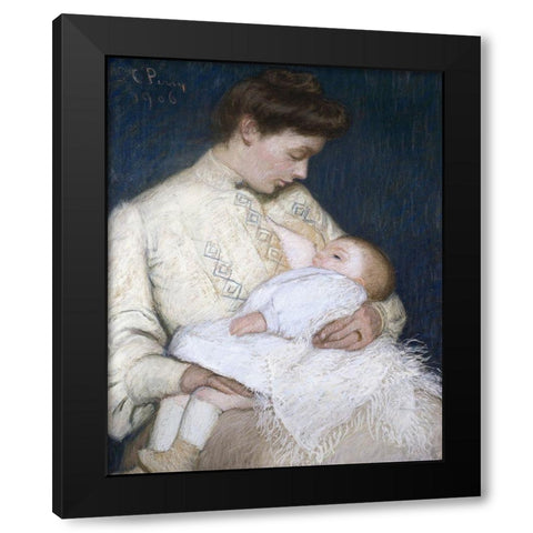 Nursing The Baby Black Modern Wood Framed Art Print by Perry, Lilla Cabot