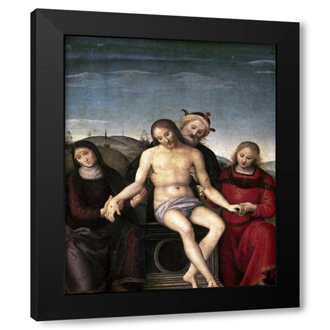 Pieta Black Modern Wood Framed Art Print by Perugino, Pietro