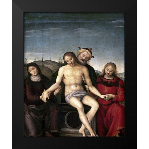 Pieta Black Modern Wood Framed Art Print by Perugino, Pietro