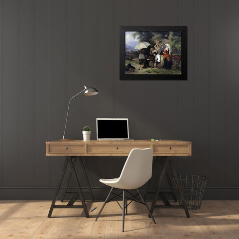 Critics Black Modern Wood Framed Art Print by Philippeau, Karel Frans