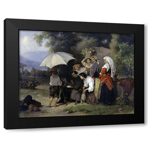 Critics Black Modern Wood Framed Art Print with Double Matting by Philippeau, Karel Frans