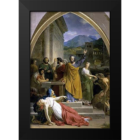 Death of Sapphira Black Modern Wood Framed Art Print by Picot, Francois Eduard