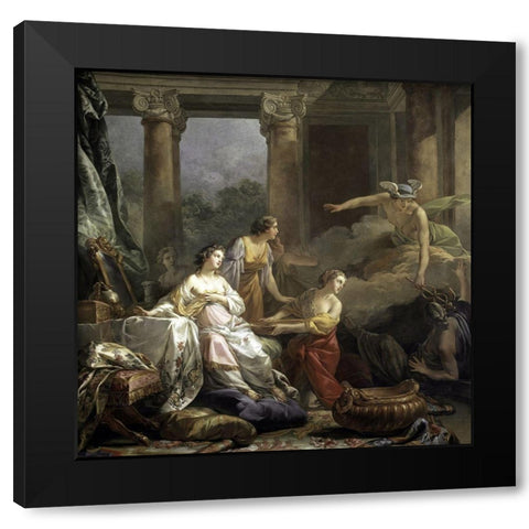 Mercury, Herse and Aglauros Black Modern Wood Framed Art Print by Pierre, Jean-Baptiste