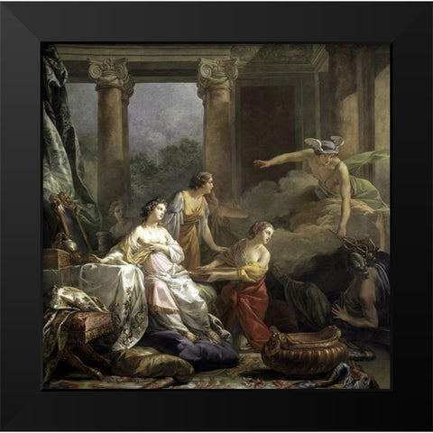 Mercury, Herse and Aglauros Black Modern Wood Framed Art Print by Pierre, Jean-Baptiste