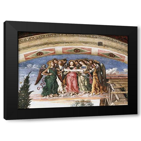 Adoration of The Shepherds - Detail Black Modern Wood Framed Art Print by Pintoricchio, Bernardino
