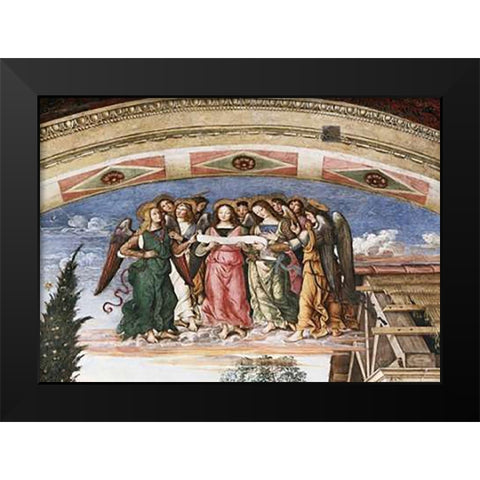Adoration of The Shepherds - Detail Black Modern Wood Framed Art Print by Pintoricchio, Bernardino