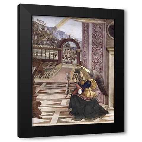 Annunciation (Detail) Black Modern Wood Framed Art Print by Pinturicchio, Bernardino
