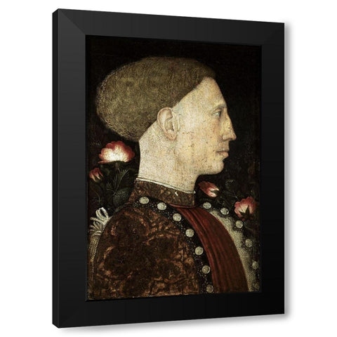 Portrait of Lionello DEste Black Modern Wood Framed Art Print with Double Matting by Pisanello