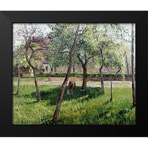An Enclosure in Eragny Black Modern Wood Framed Art Print by Pissarro, Camille