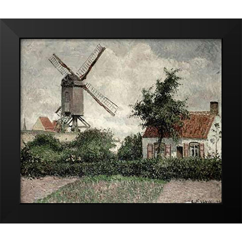 Moulin a Knocke, Belgique Black Modern Wood Framed Art Print by Pissarro, Camille
