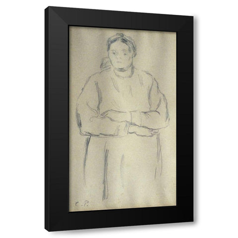 Peasant Black Modern Wood Framed Art Print with Double Matting by Pissarro, Camille