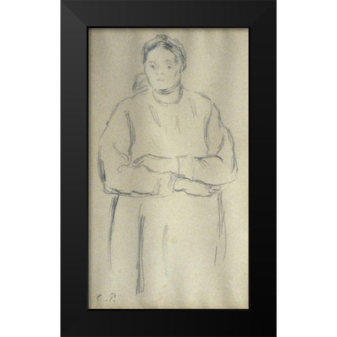 Peasant Black Modern Wood Framed Art Print by Pissarro, Camille