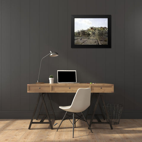 Pontoise Black Modern Wood Framed Art Print by Pissarro, Camille