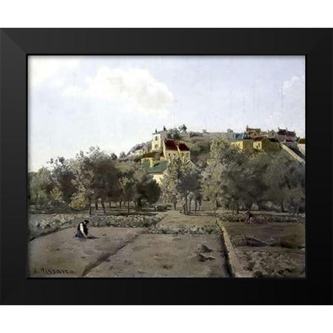 Pontoise Black Modern Wood Framed Art Print by Pissarro, Camille