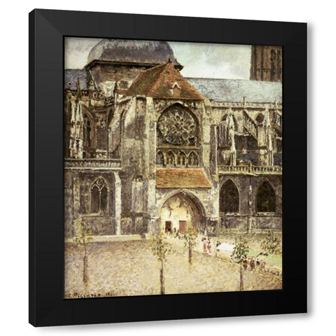 Portal of the Saint Jacques Church in Dieppe Black Modern Wood Framed Art Print with Double Matting by Pissarro, Camille