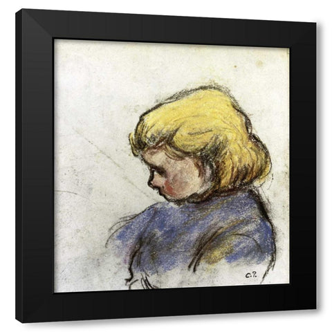Portrait of Ludovico-Rodo-Pissaro C. Black Modern Wood Framed Art Print with Double Matting by Pissarro, Camille
