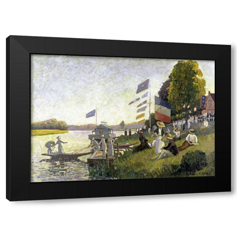 Regatta Black Modern Wood Framed Art Print by Pissarro, Camille