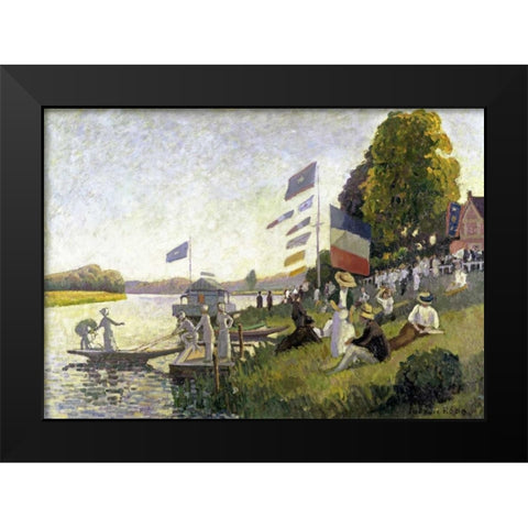 Regatta Black Modern Wood Framed Art Print by Pissarro, Camille