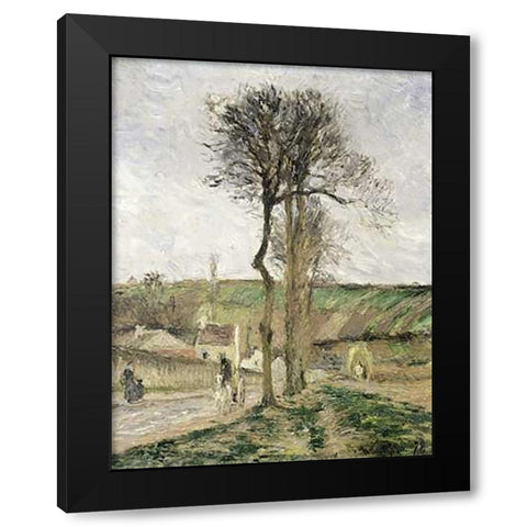Route dEnnery a lHermitage, Environs de Pontoise Black Modern Wood Framed Art Print with Double Matting by Pissarro, Camille
