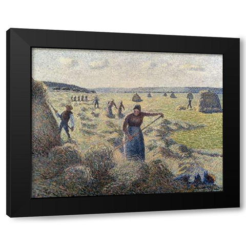The Hay Harvest, Eragny Black Modern Wood Framed Art Print by Pissarro, Camille